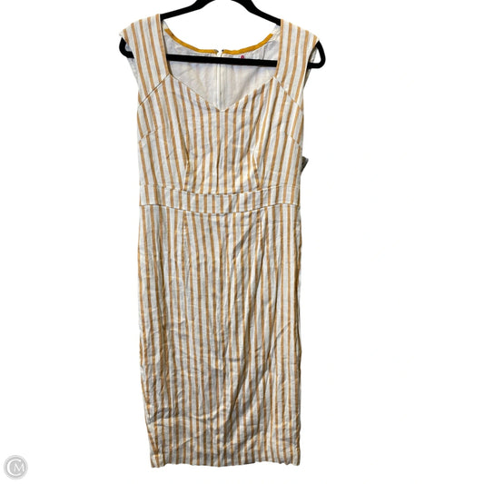 Dress Casual Midi By Boden In White & Yellow, Size: 8