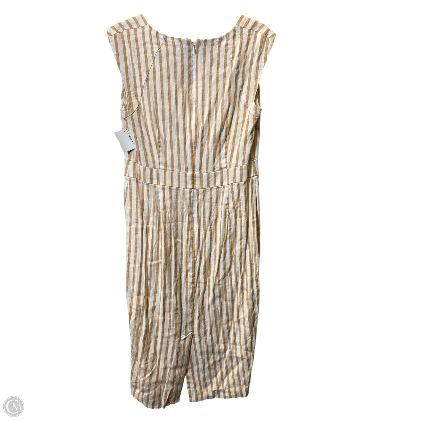 Dress Casual Midi By Boden In White & Yellow, Size: 8