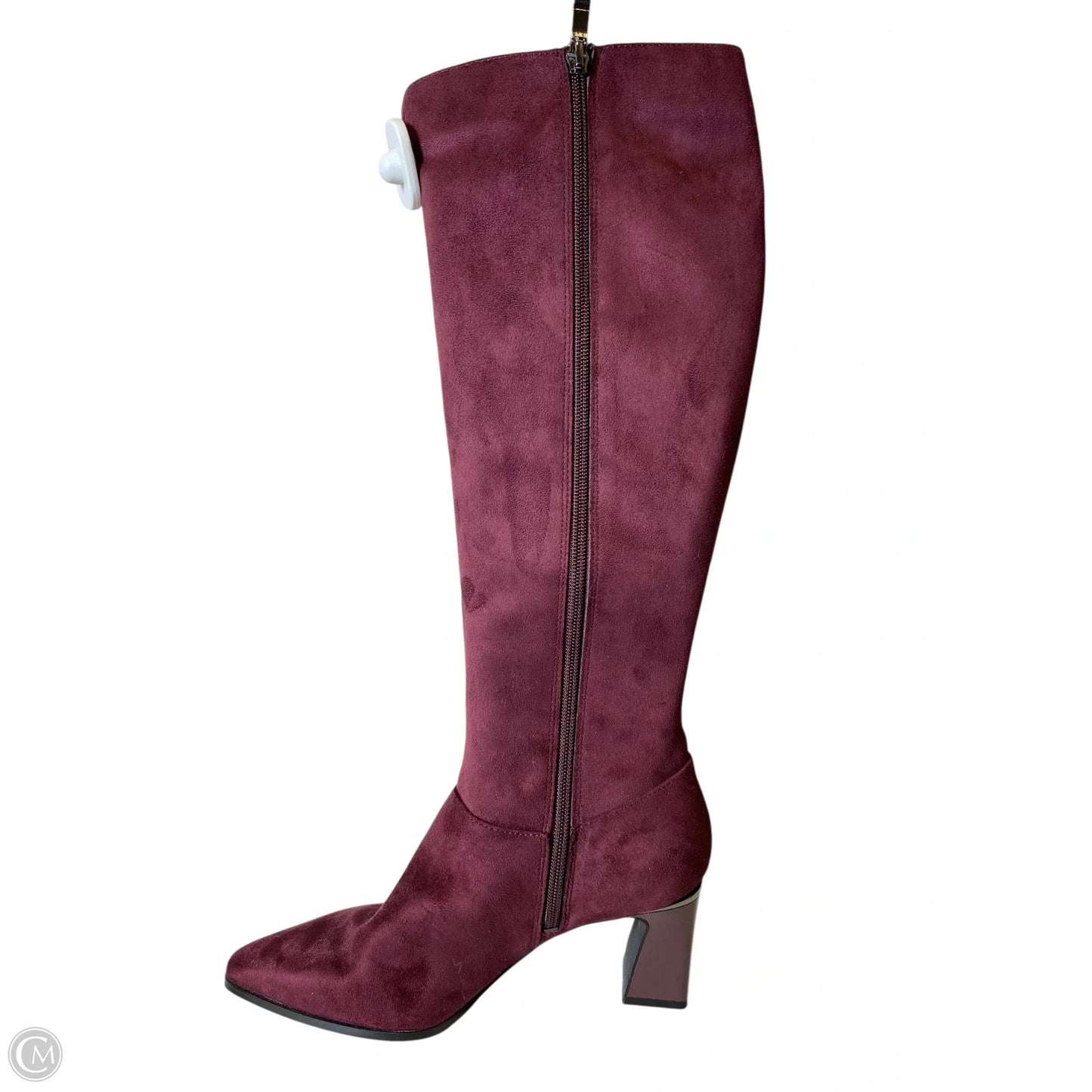 Boots Knee Heels By Dkny In Maroon, Size: 6.5
