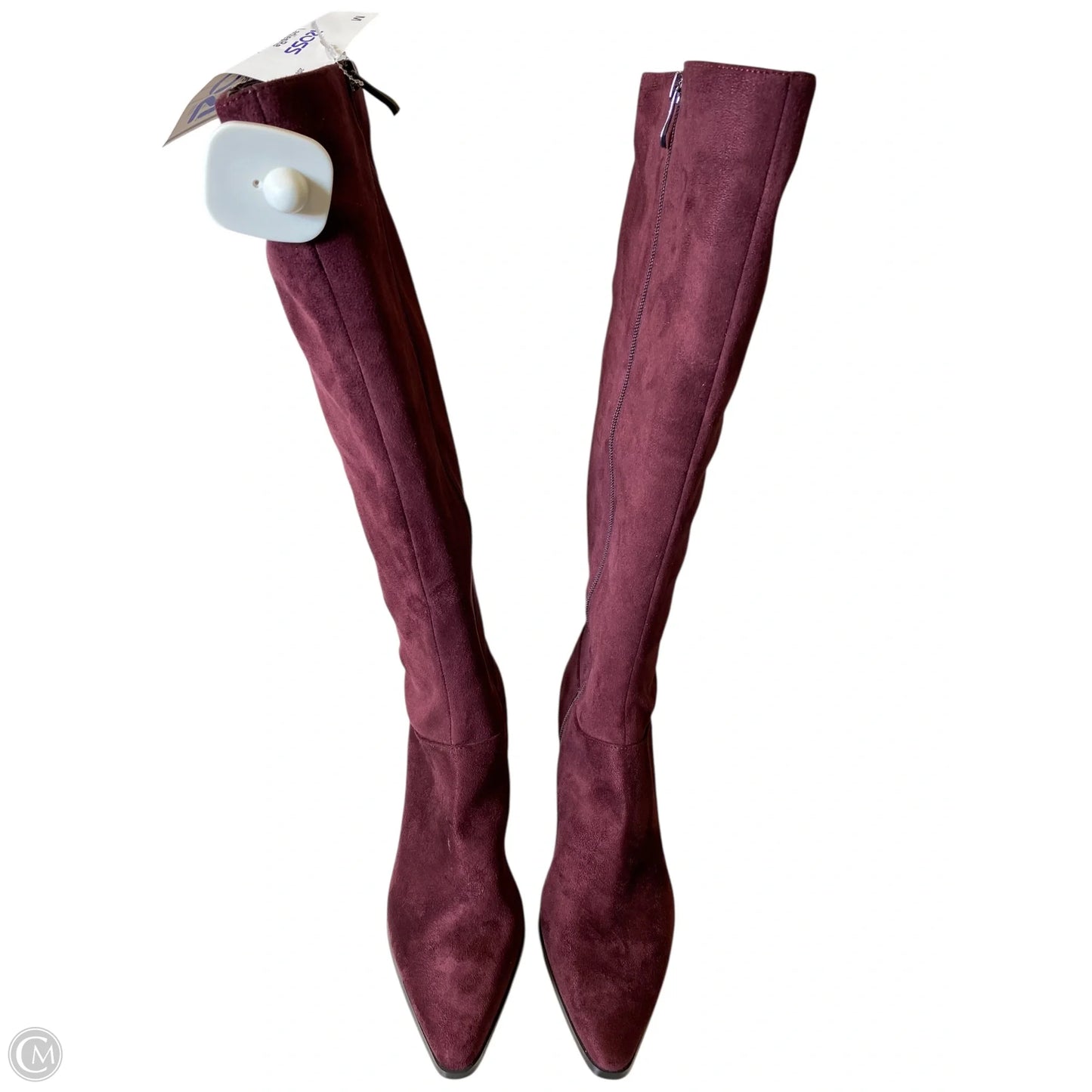 Boots Knee Heels By Dkny In Maroon, Size: 6.5