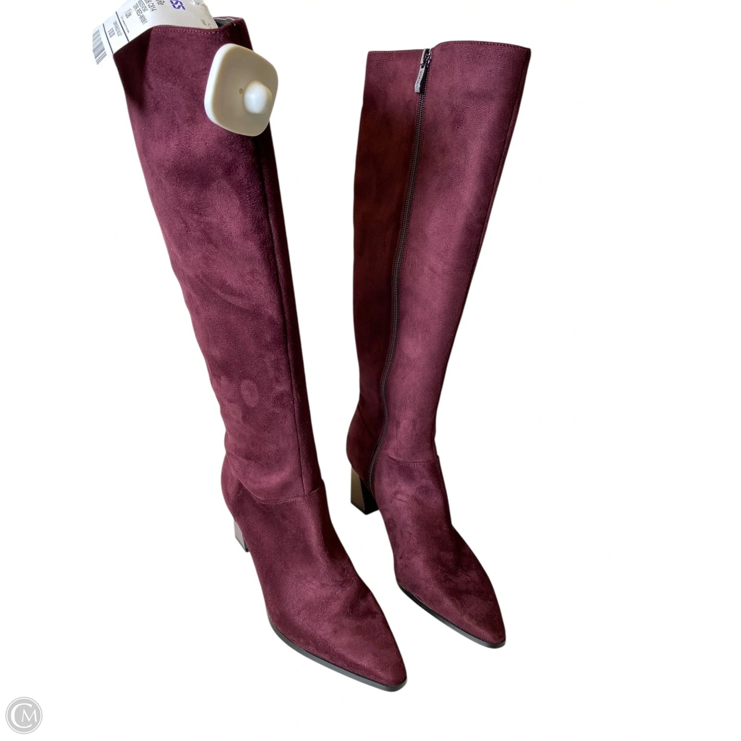 Boots Knee Heels By Dkny In Maroon, Size: 6.5