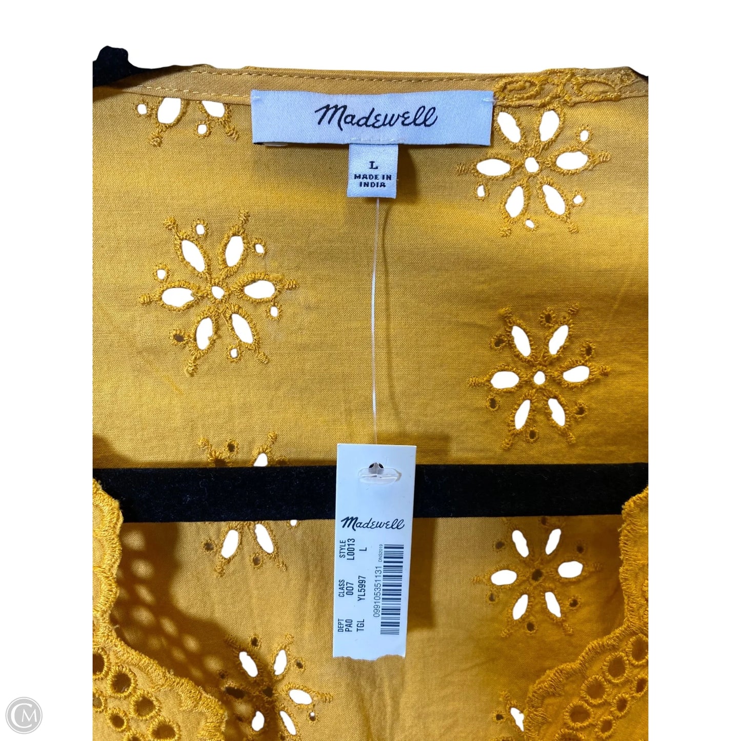 Top Short Sleeve By Madewell In Yellow, Size: L