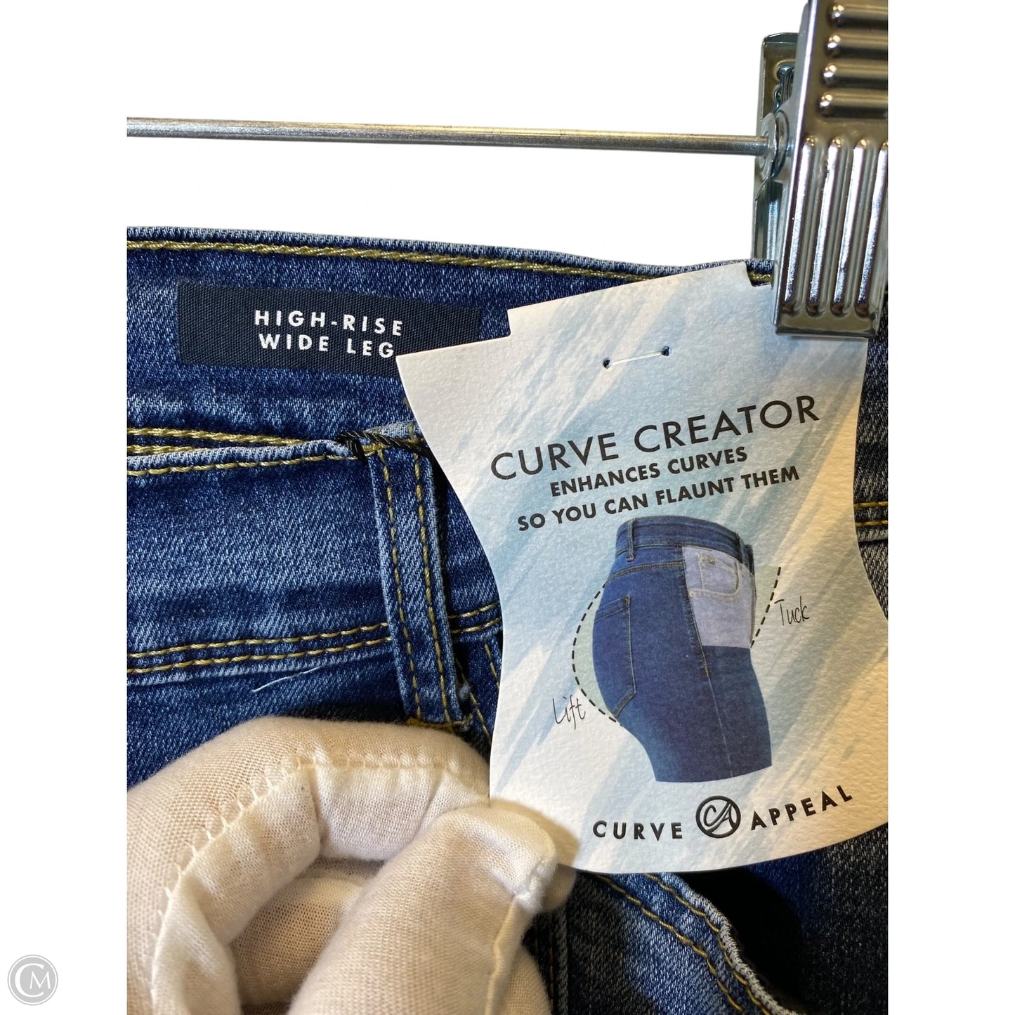 Jeans Wide Leg By Curve Appeal In Blue Denim, Size: 14