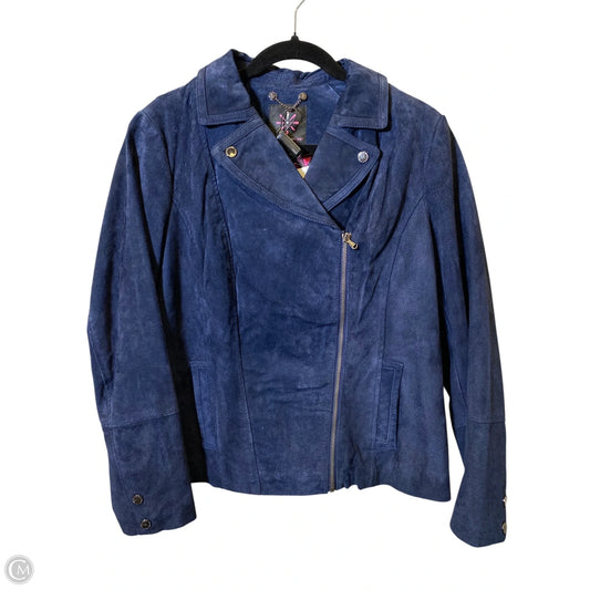 Jacket Moto By Isaac Mizrahi Live Qvc In Navy, Size: 12