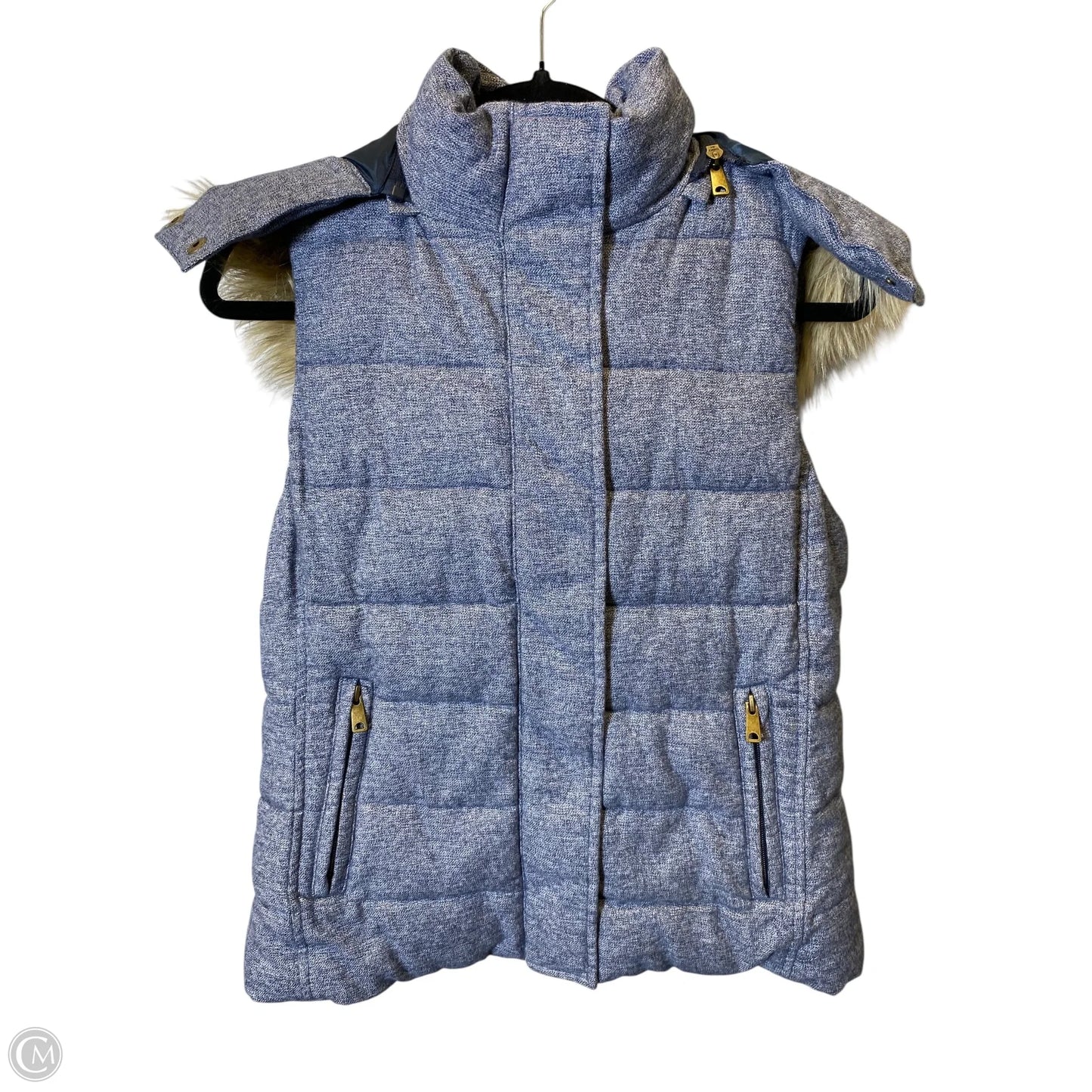 Vest Faux Fur & Sherpa By Banana Republic In Blue & Tan, Size: S