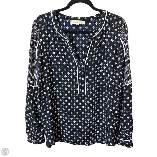 Top Long Sleeve By Loft In Black & White, Size: L
