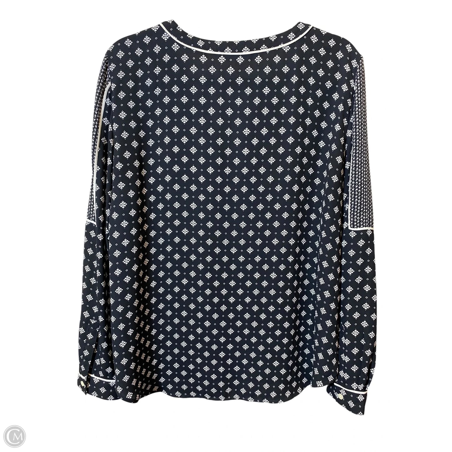 Top Long Sleeve By Loft In Black & White, Size: L