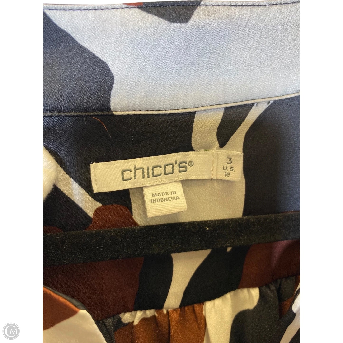 Top 3/4 Sleeve By Chicos In Multi-colored, Size: 16