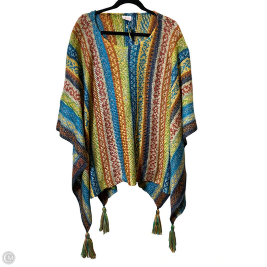 Poncho By Clothes Mentor In Multi-colored
