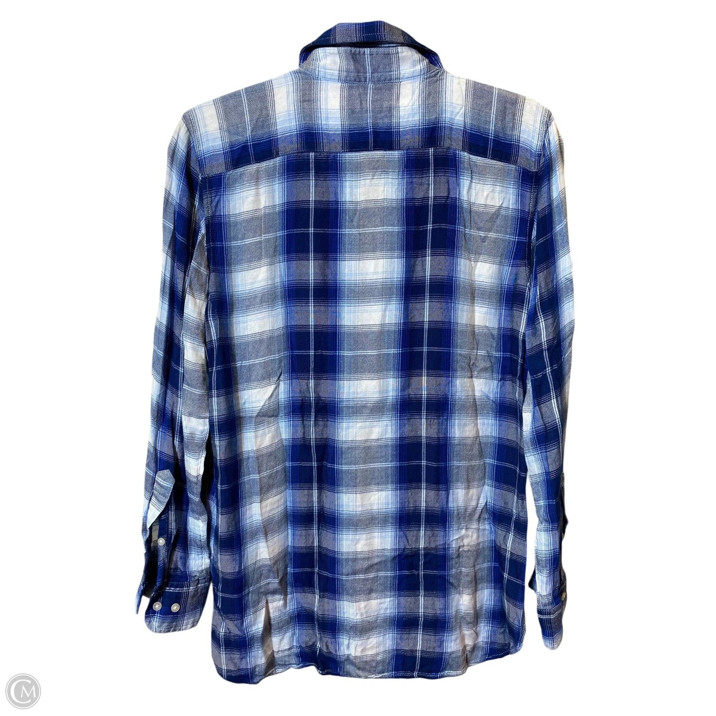 Blouse Long Sleeve By Lauren By Ralph Lauren In Blue & White, Size: M