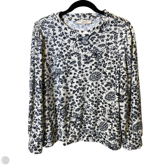Sweater By Loft In Black & White, Size: L
