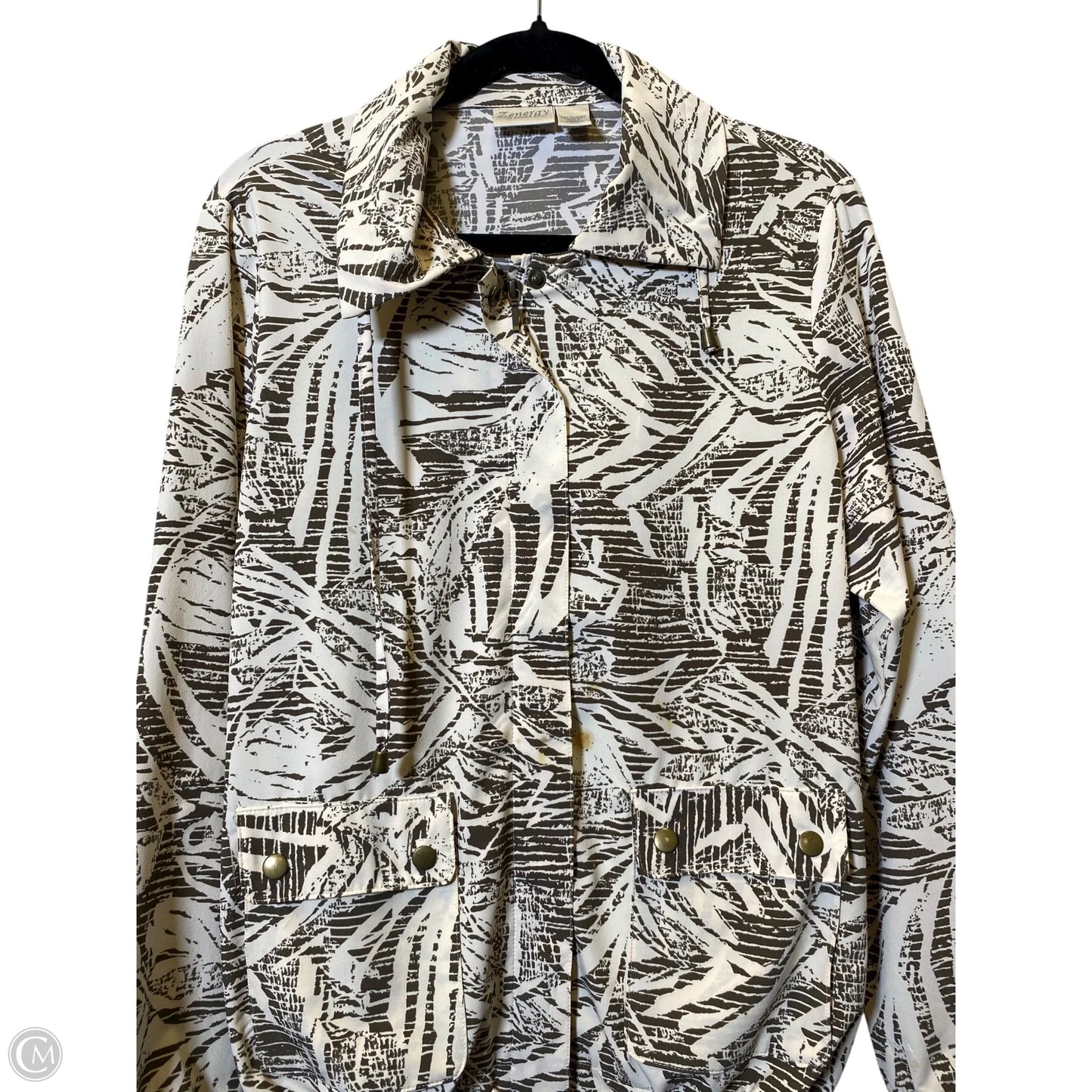 Athletic Jacket By Zenergy By Chicos In Brown & Cream, Size: M