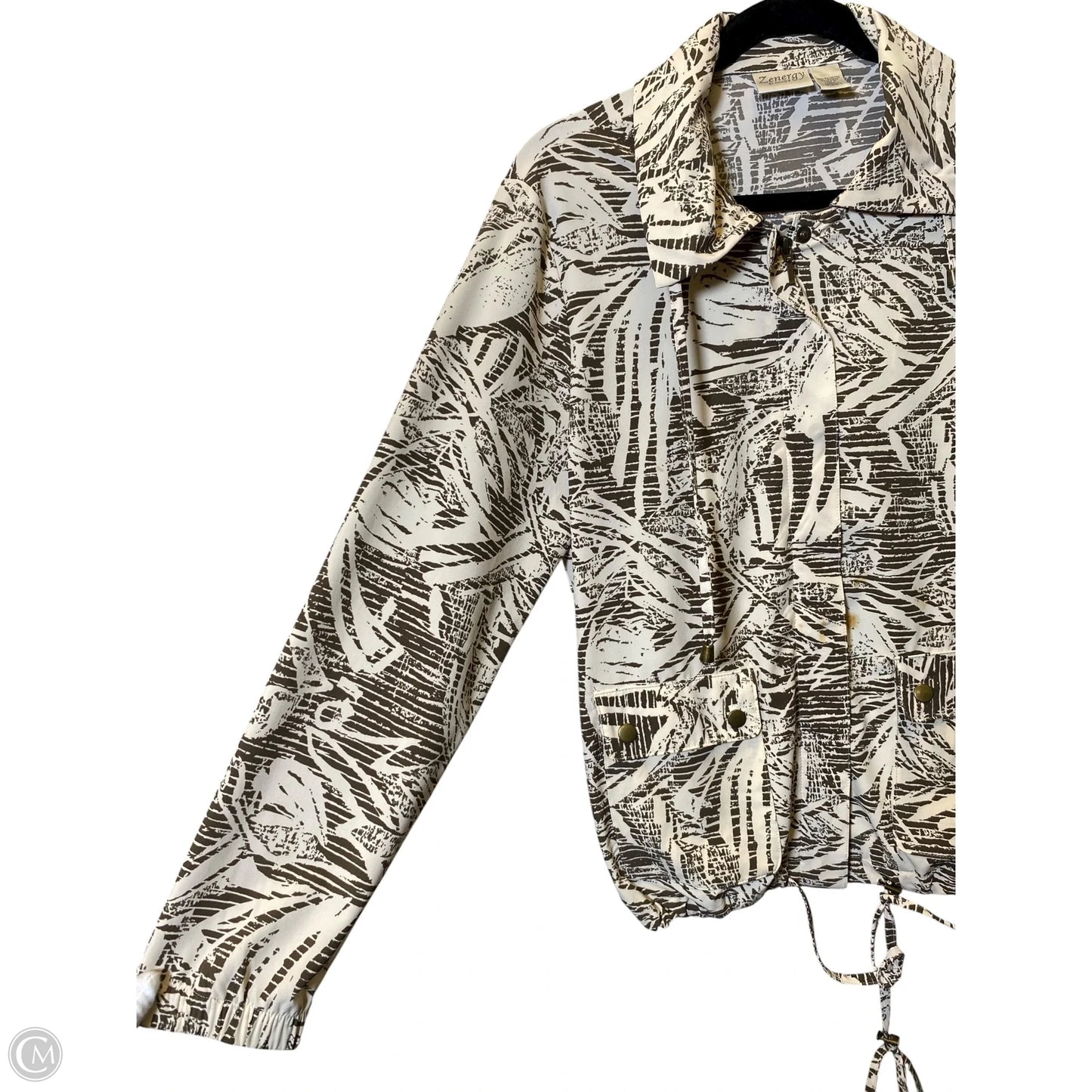 Athletic Jacket By Zenergy By Chicos In Brown & Cream, Size: M