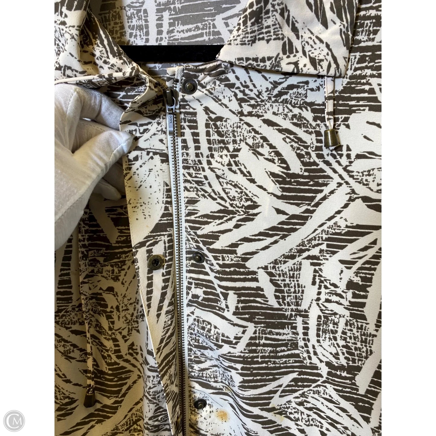 Athletic Jacket By Zenergy By Chicos In Brown & Cream, Size: M