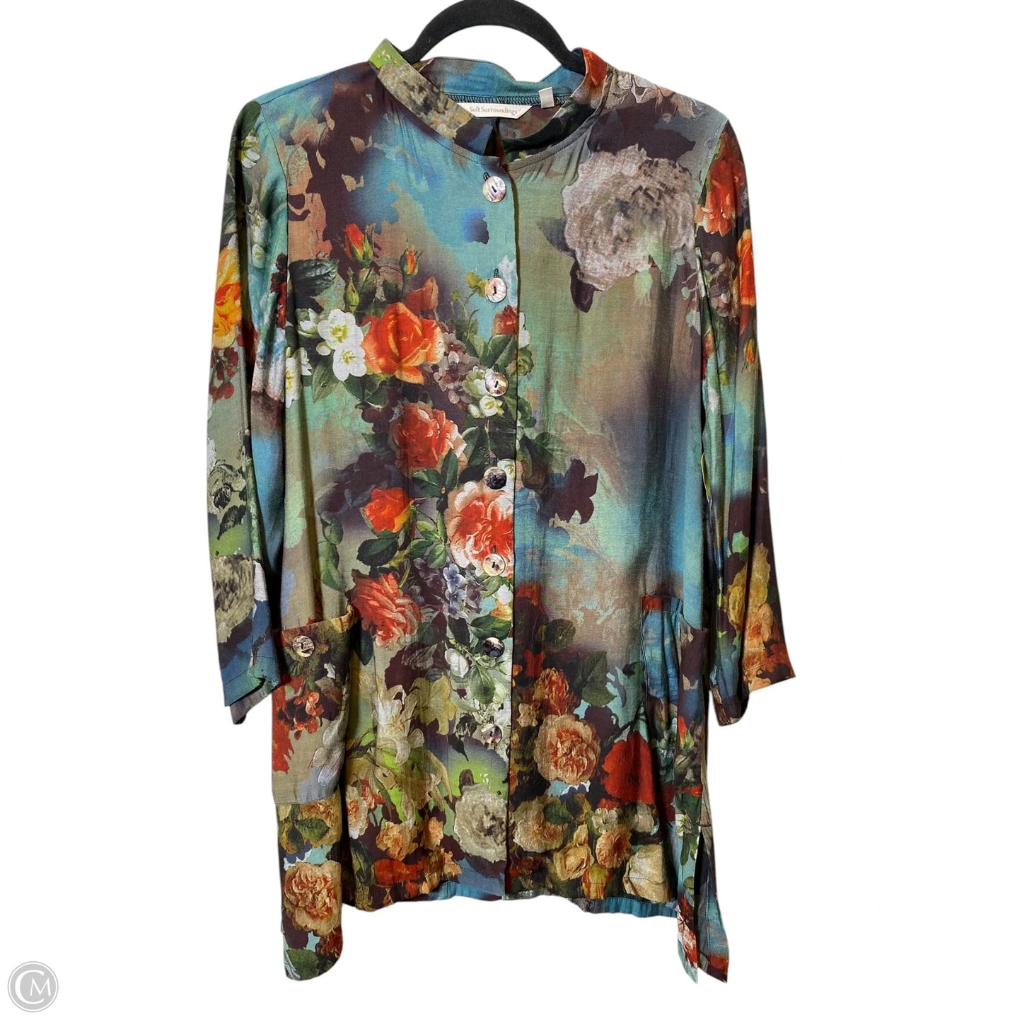 Top 3/4 Sleeve By Soft Surroundings In Floral Print, Size: Mp