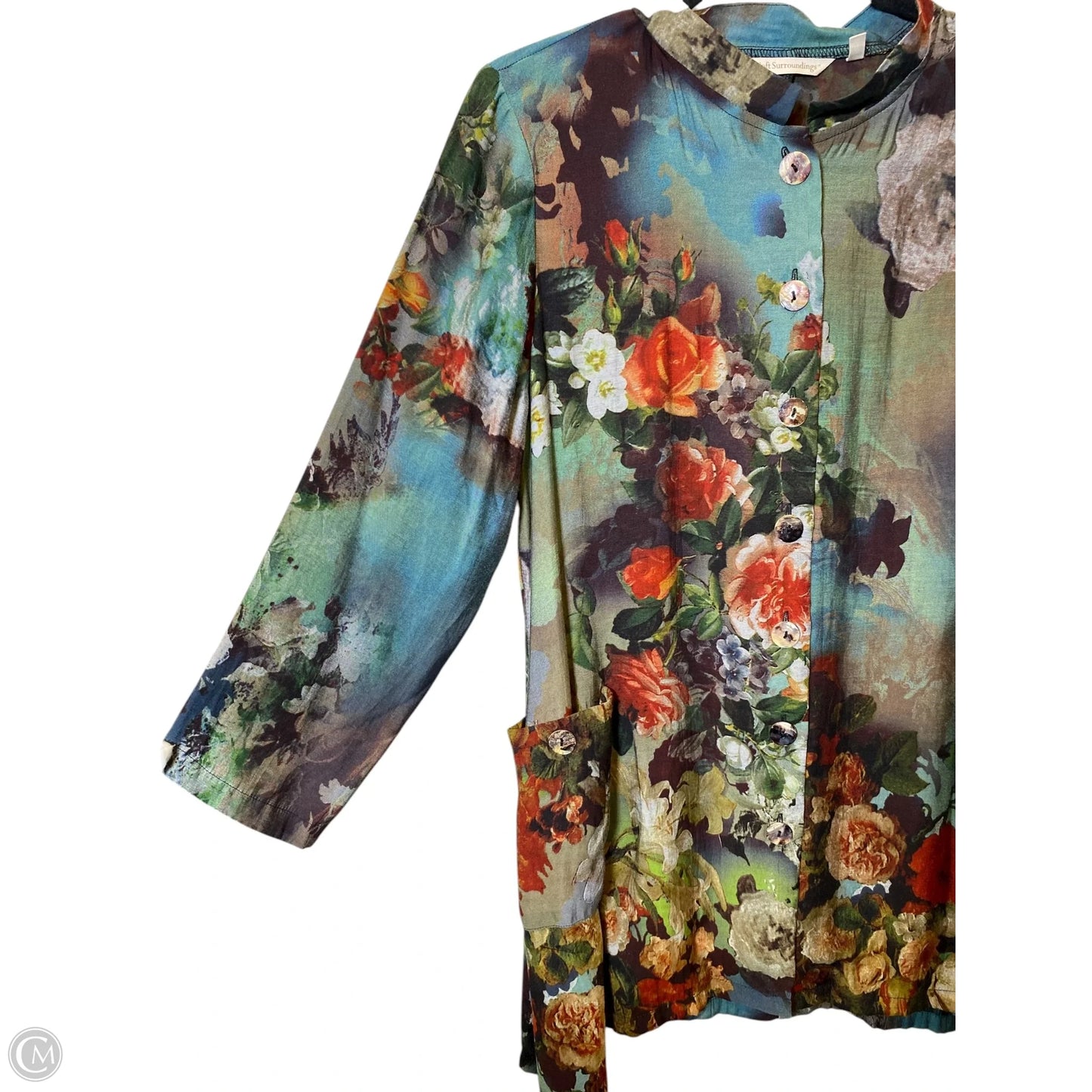 Top 3/4 Sleeve By Soft Surroundings In Floral Print, Size: Mp