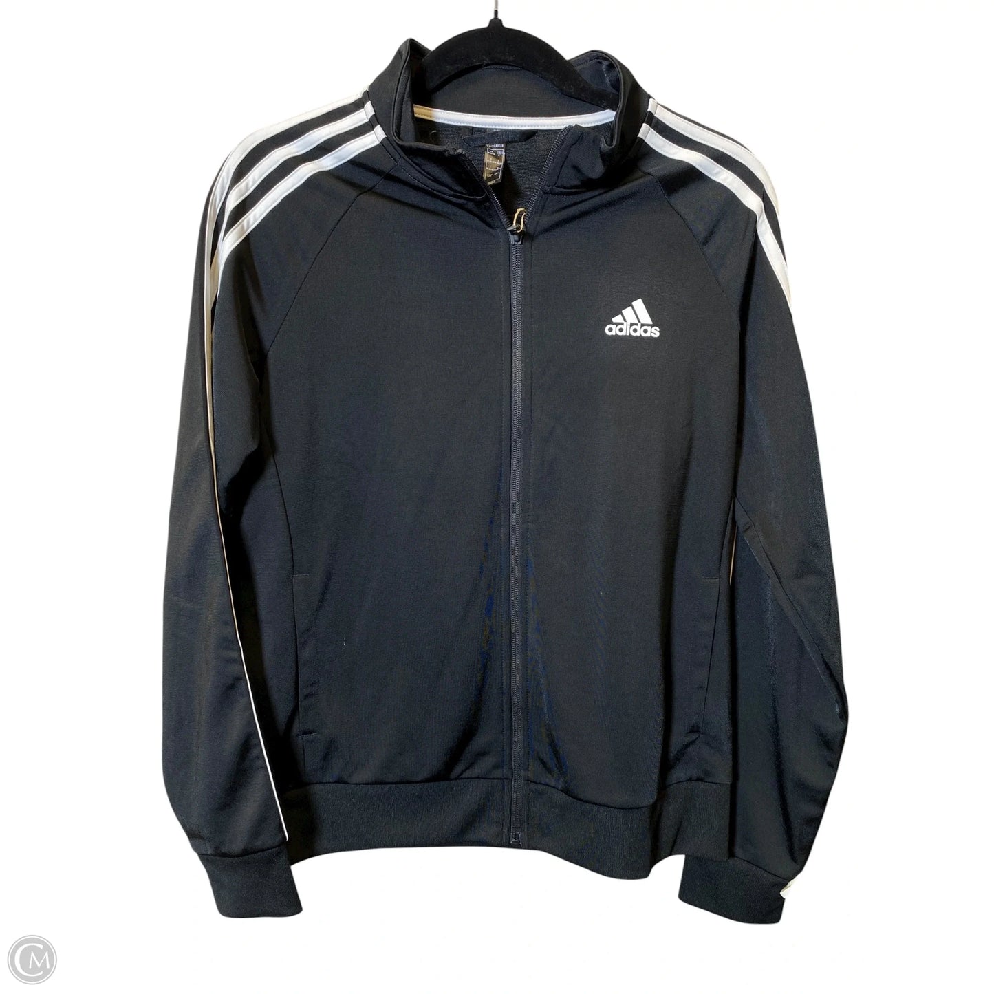 Athletic Jacket By Adidas In Black & White, Size: M