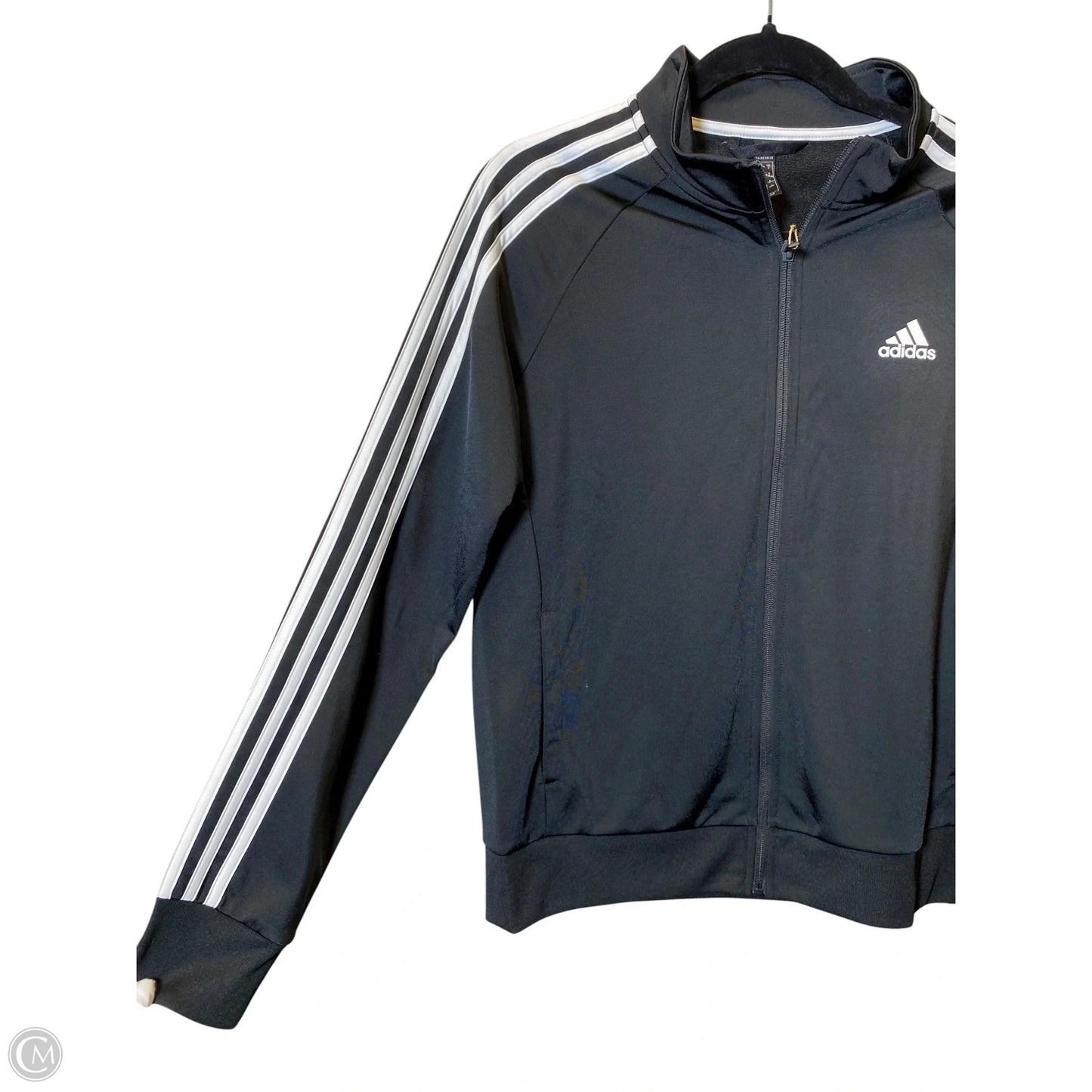 Athletic Jacket By Adidas In Black & White, Size: M