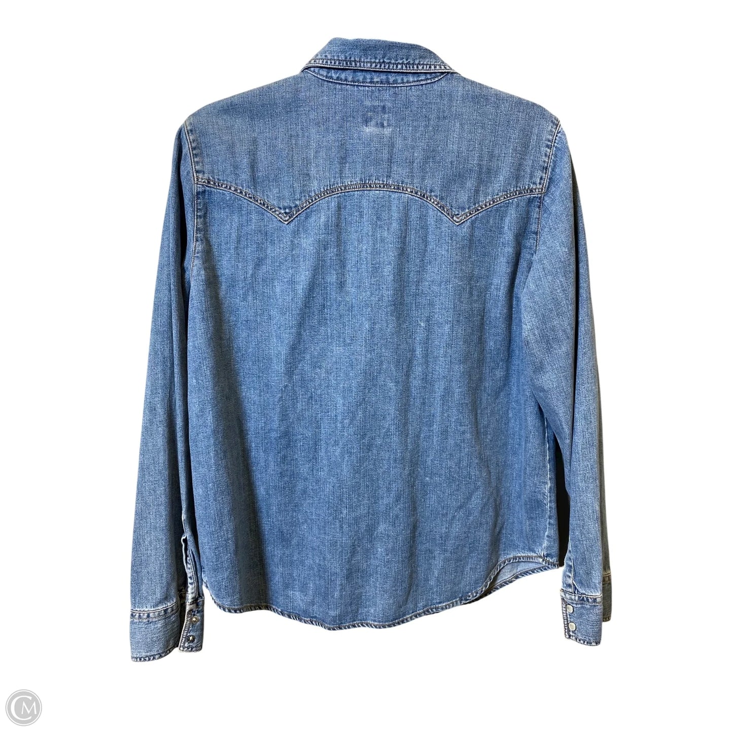 Blouse Long Sleeve By Gap In Blue Denim, Size: Xl