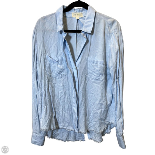 Blouse Long Sleeve By Cloth & Stone In Blue Denim, Size: L