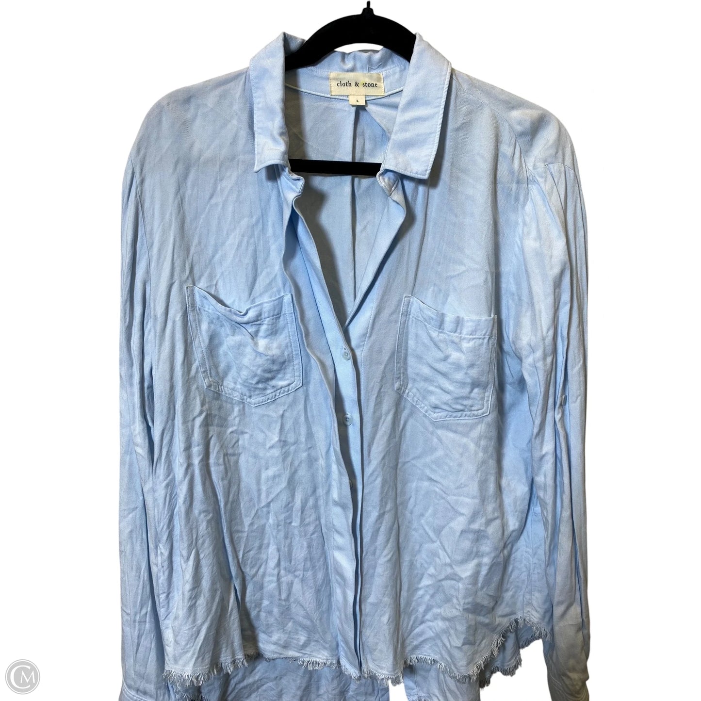 Blouse Long Sleeve By Cloth & Stone In Blue Denim, Size: L