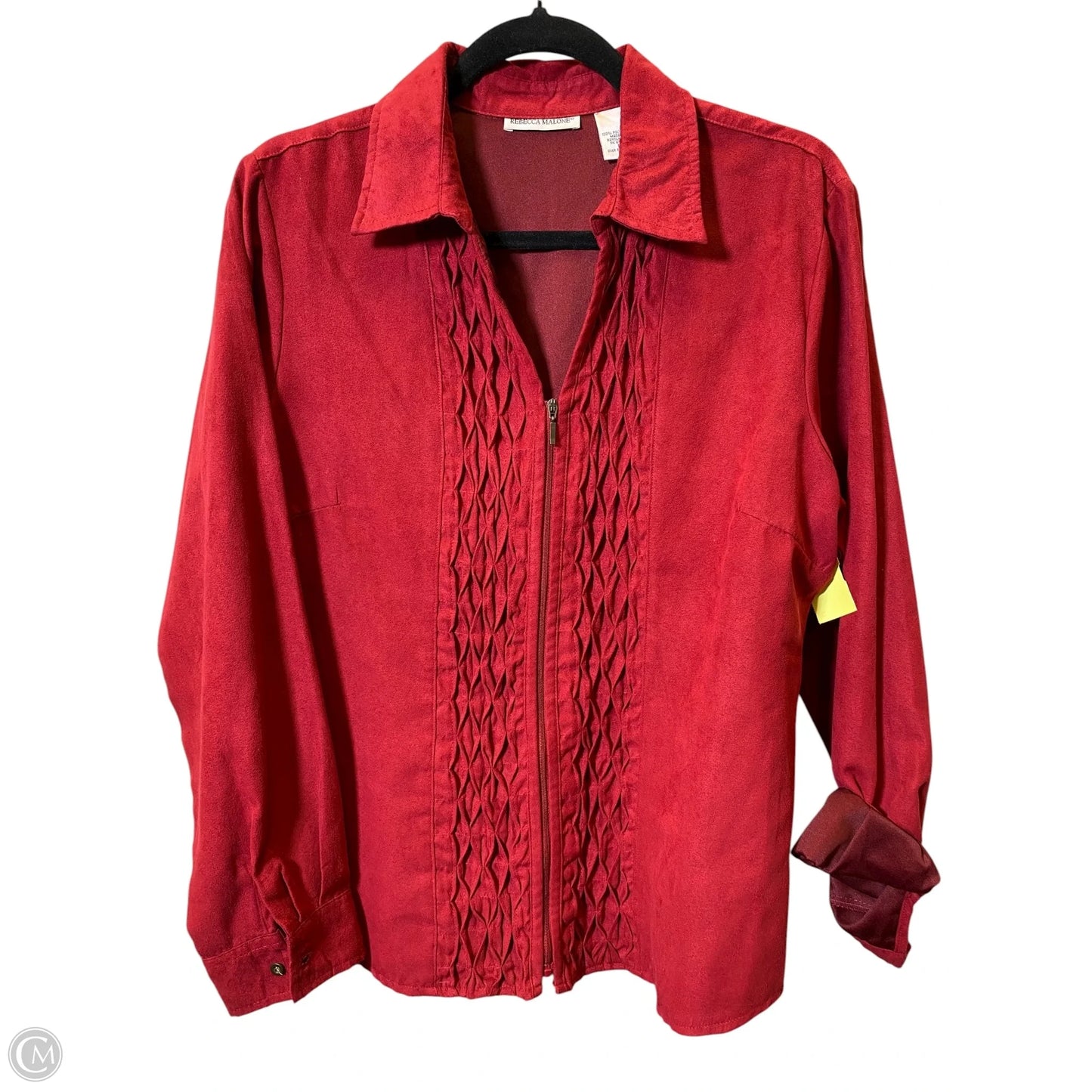 Blouse Long Sleeve By Rebecca Malone In Maroon, Size: L