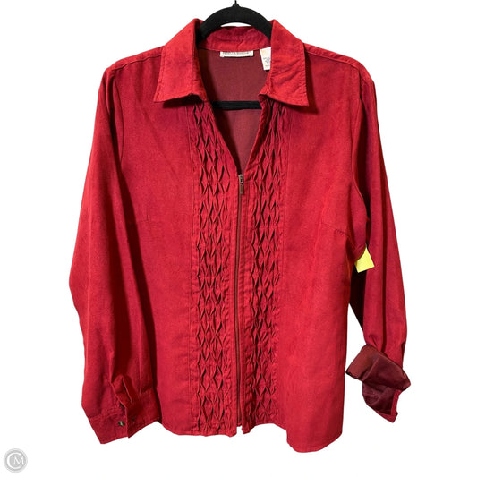 Blouse Long Sleeve By Rebecca Malone In Maroon, Size: L