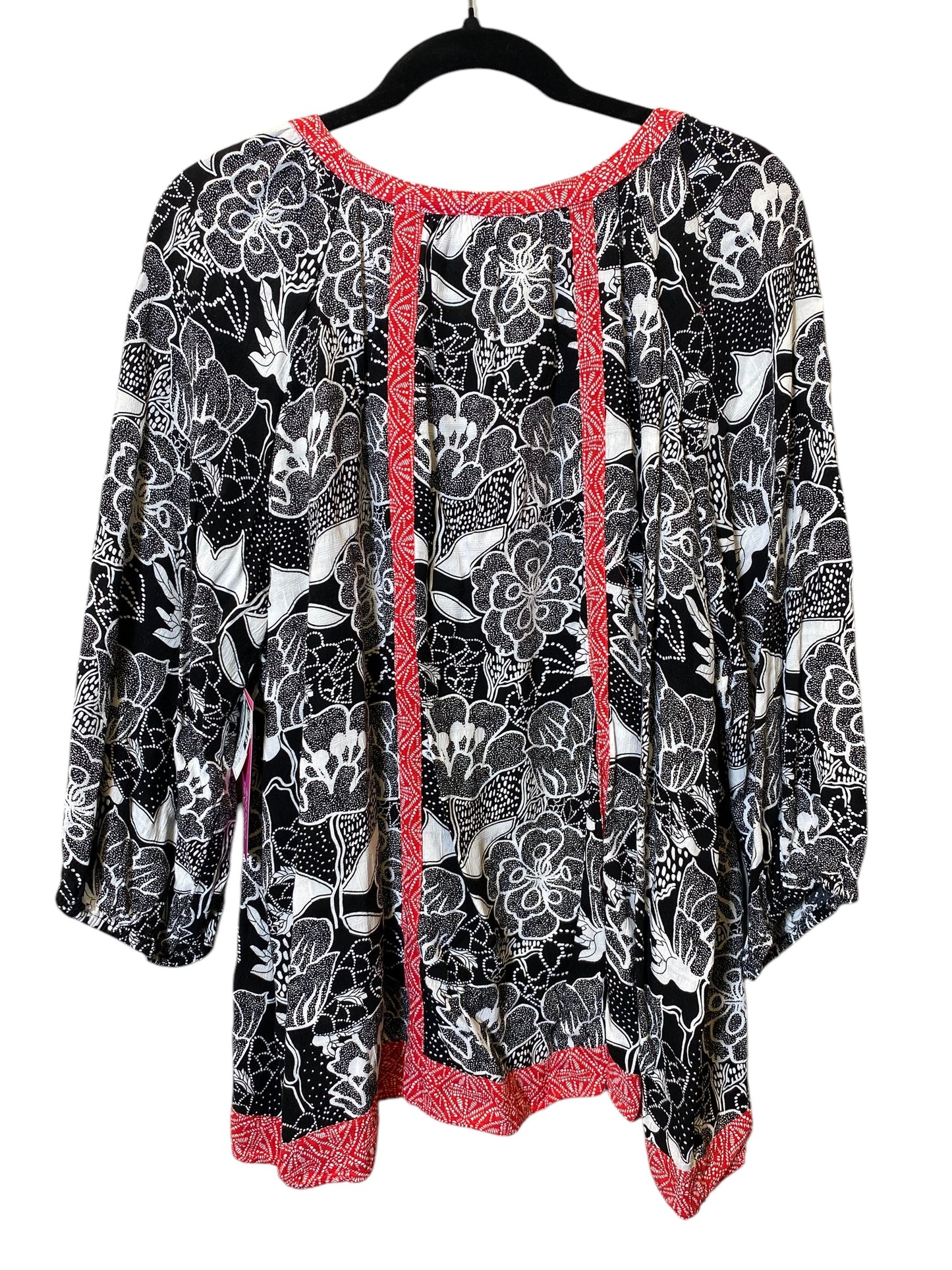 Top Long Sleeve By West Bound In Black & White, Size: 2x