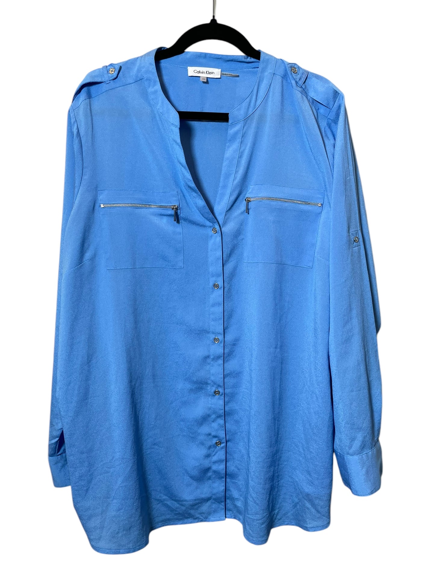 Top Long Sleeve By Calvin Klein In Blue, Size: 3x