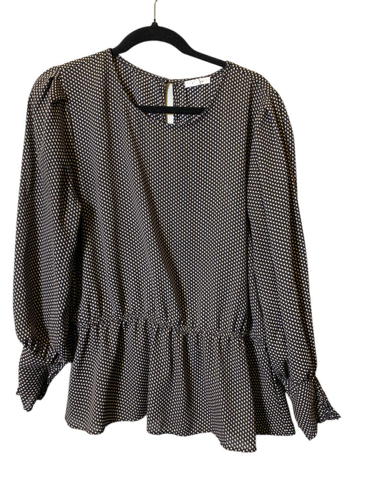 Top Long Sleeve By Pleione In Black & Brown, Size: Xl