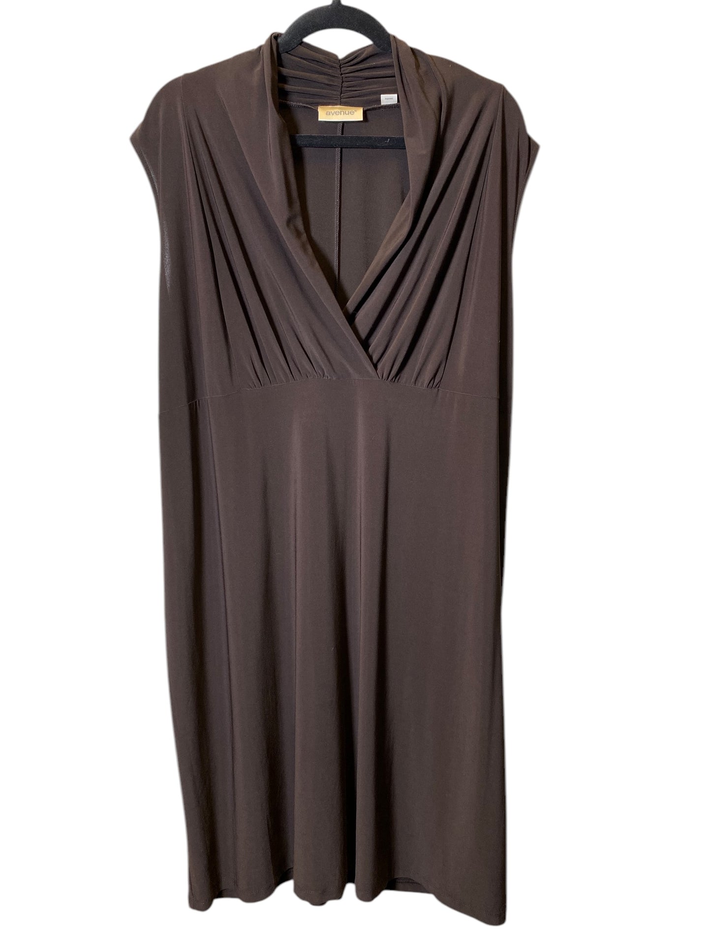 Dress Casual Midi By Avenue In Brown, Size: Xxl