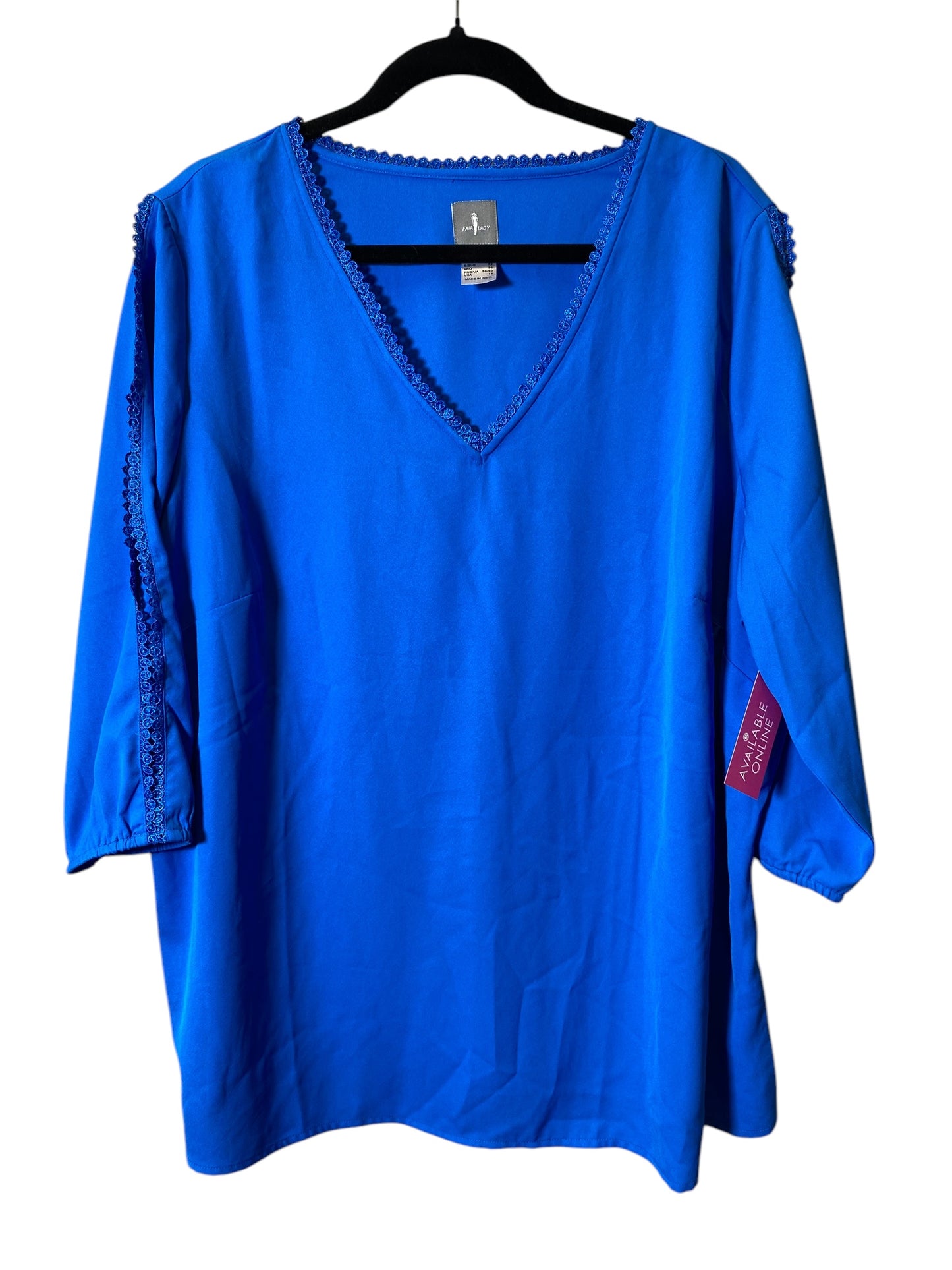 Top 3/4 Sleeve By Clothes Mentor In Blue, Size: Xxl