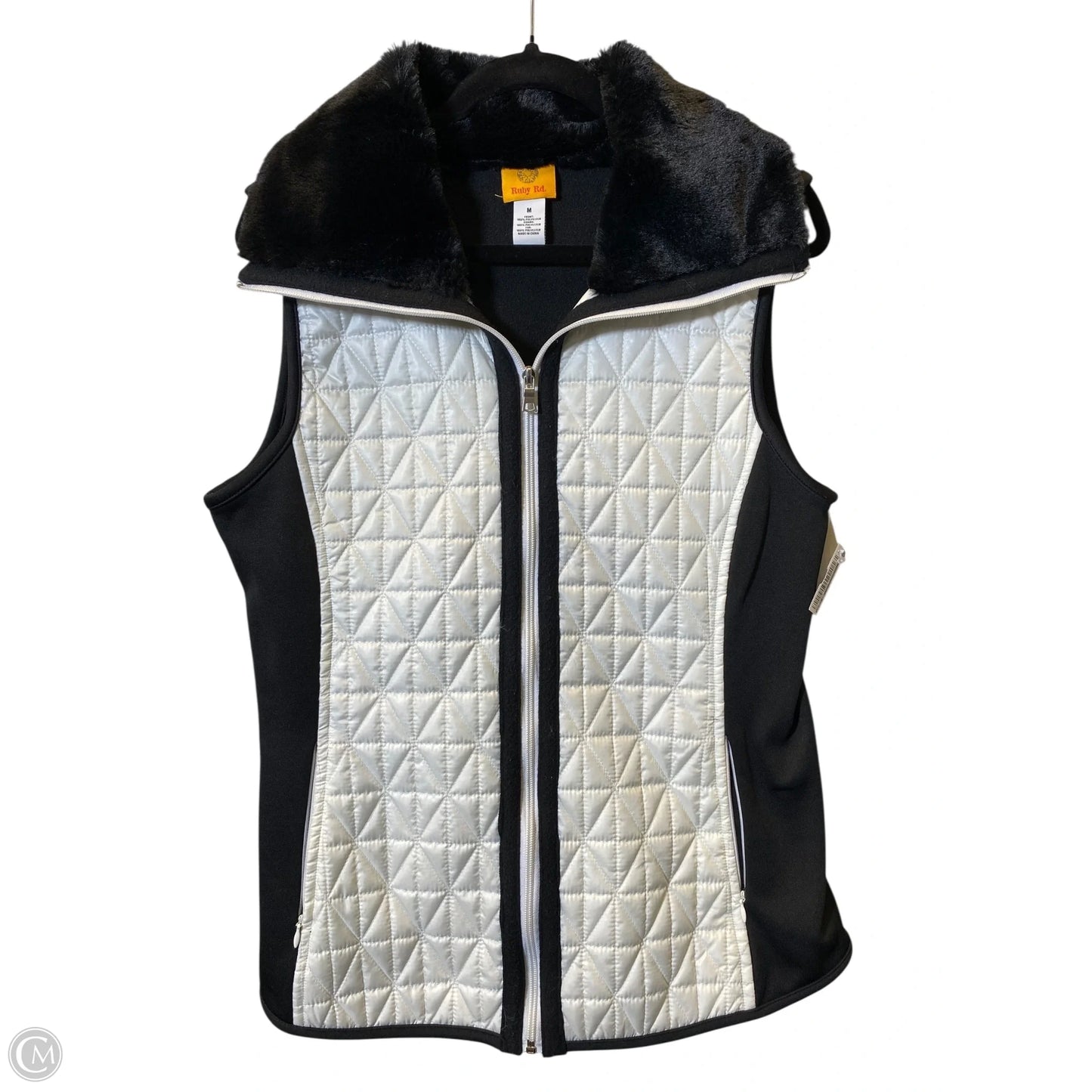 Vest Faux Fur & Sherpa By Ruby Rd In Black & White, Size: M