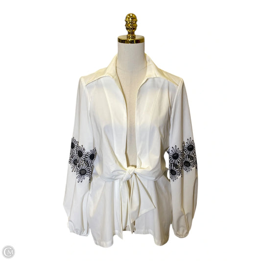 Top Long Sleeve By Joseph Ribkoff In Black & White, Size: M