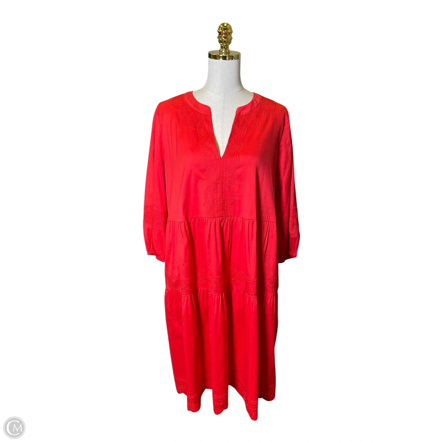 Dress Casual Midi By Chicos In Red, Size: L
