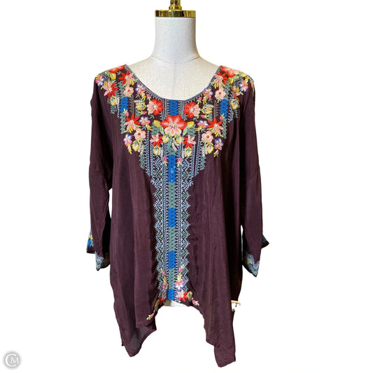 Top 3/4 Sleeve Designer By Johnny Was In Multi-colored, Size: M