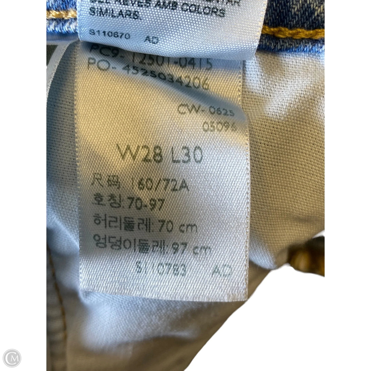 Jeans Straight By Levis In Blue Denim, Size: 28