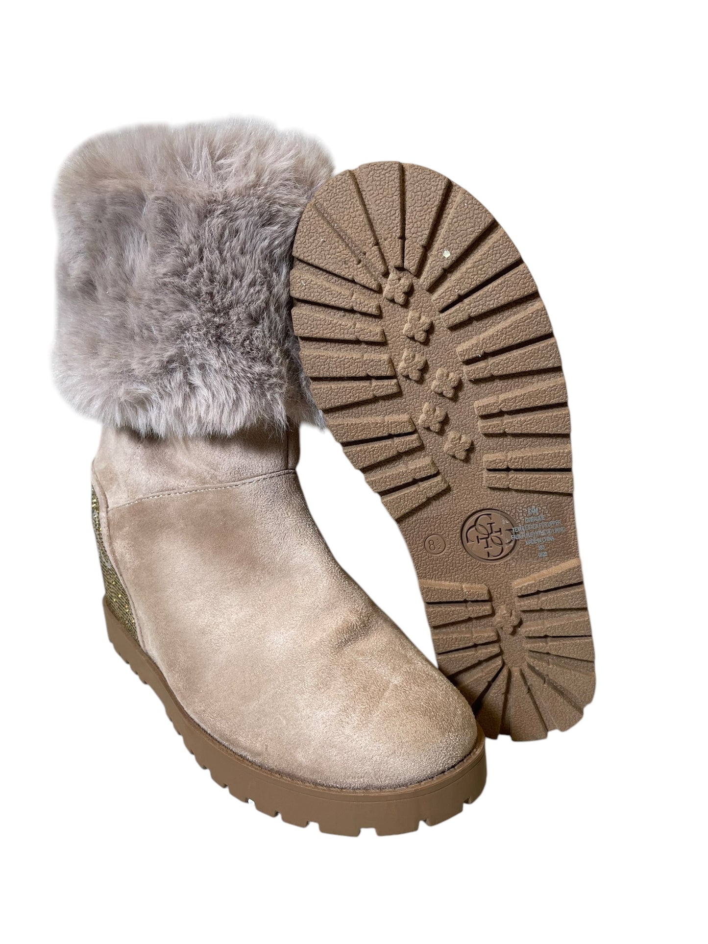 Boots Mid-calf Heels By Guess In Beige, Size: 8.5