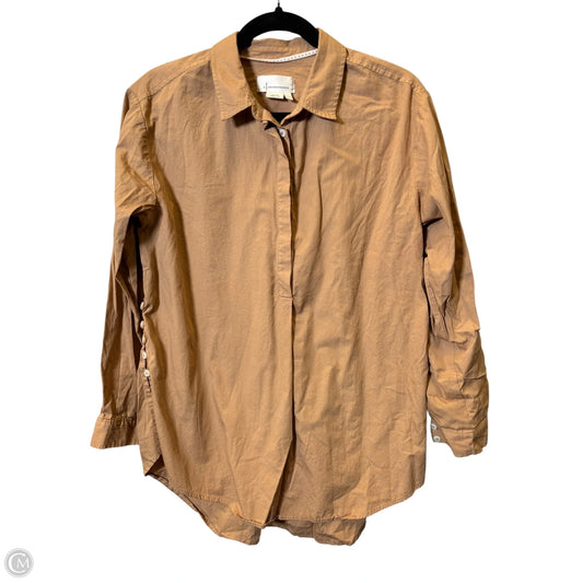 Blouse Long Sleeve By Anthropologie In Tan, Size: S