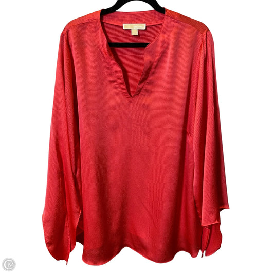 Top Long Sleeve By Michael By Michael Kors In Coral, Size: 2x