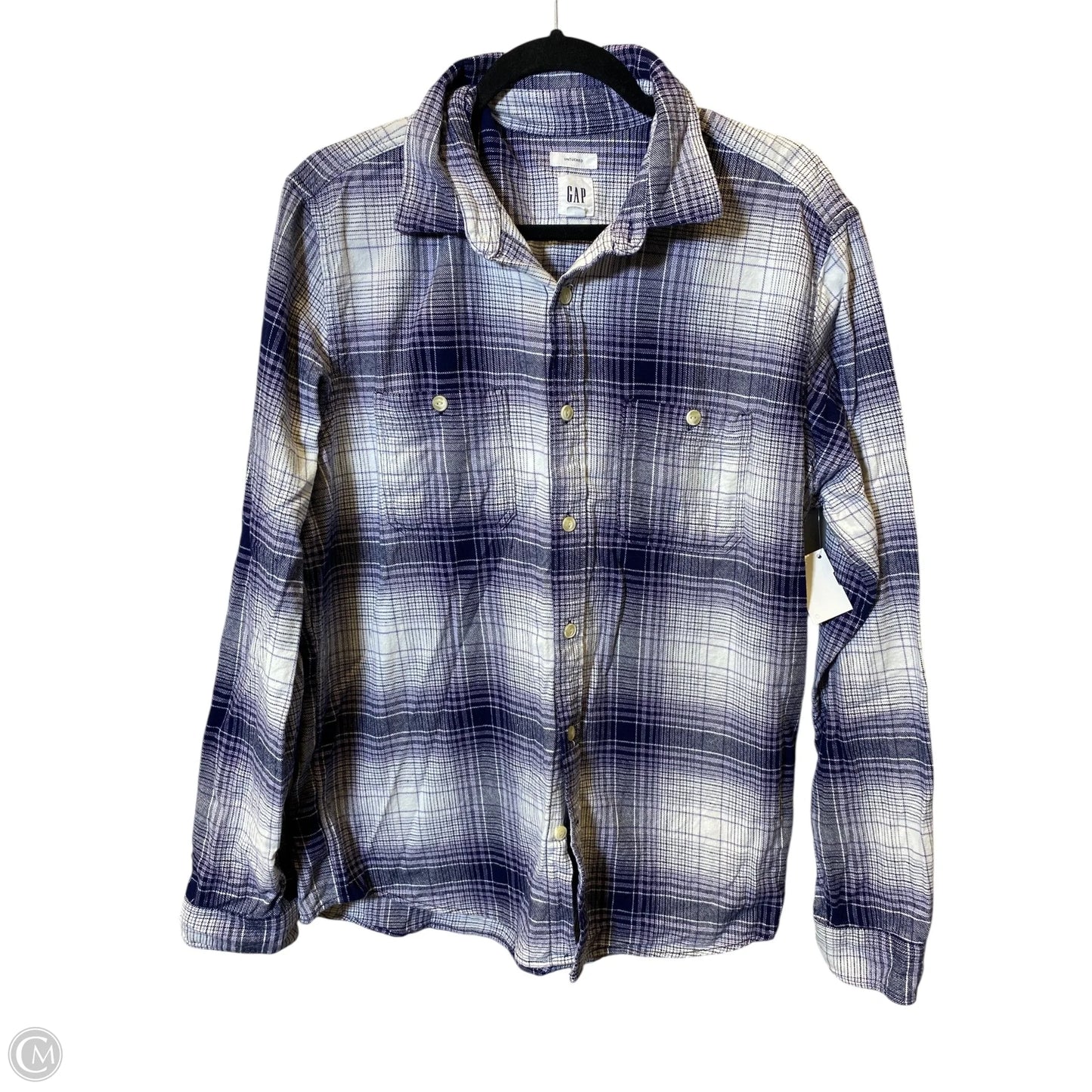Top Long Sleeve By Gap In Plaid Pattern, Size: L