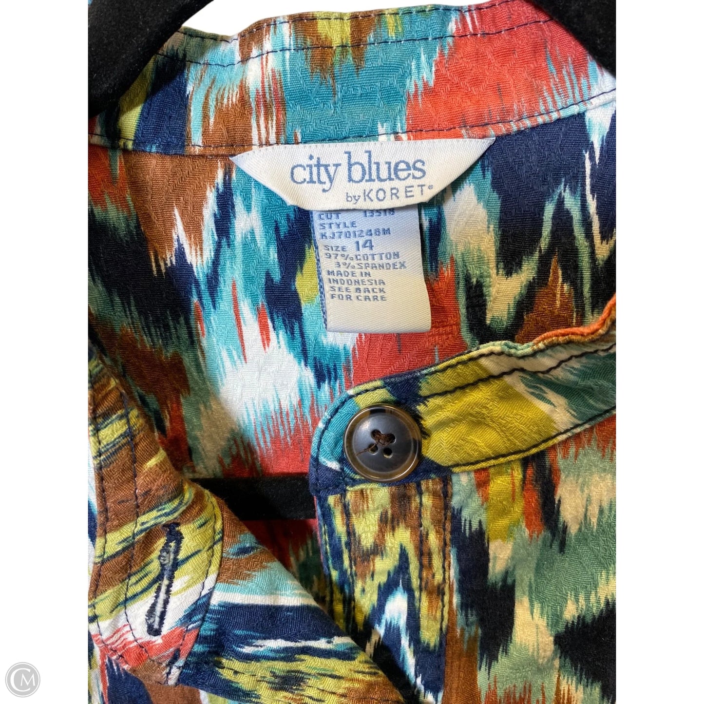 Blouse Long Sleeve By Koret In Multi-colored, Size: 14