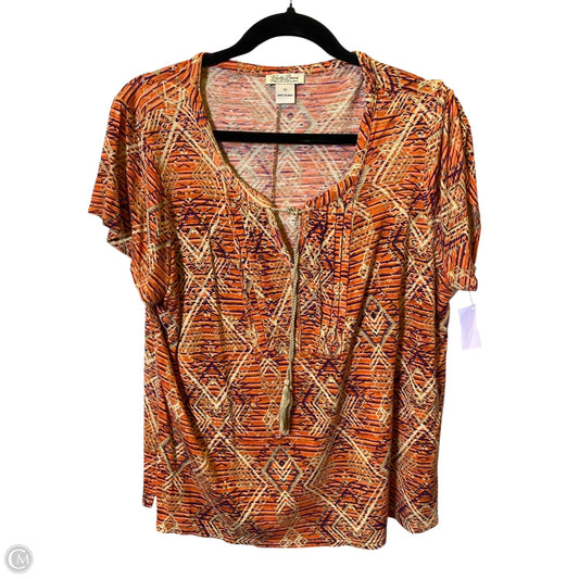 Top Short Sleeve By Lucky Brand In Orange, Size: 1x