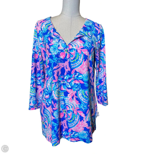Top 3/4 Sleeve Designer By Lilly Pulitzer In Multi-colored, Size: L