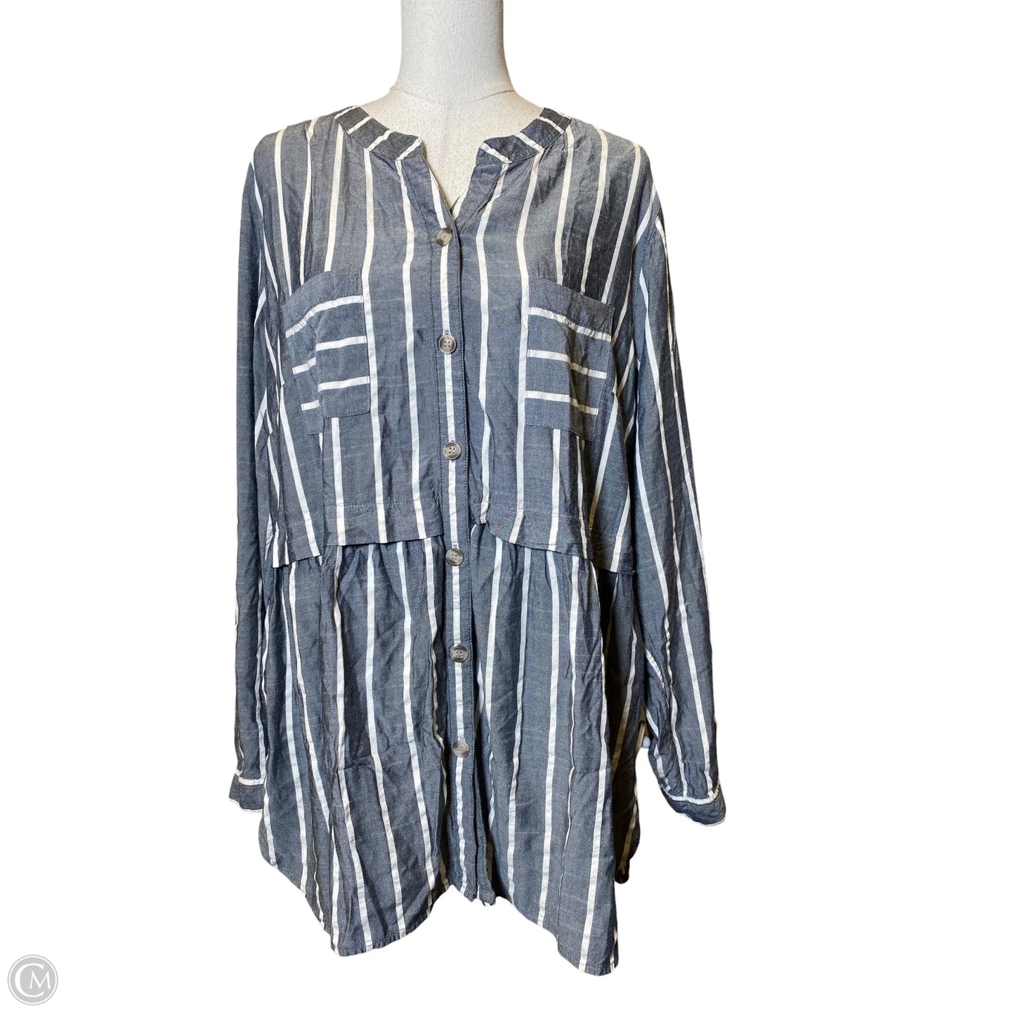 Top Long Sleeve By John Mark In Striped Pattern, Size: Xl