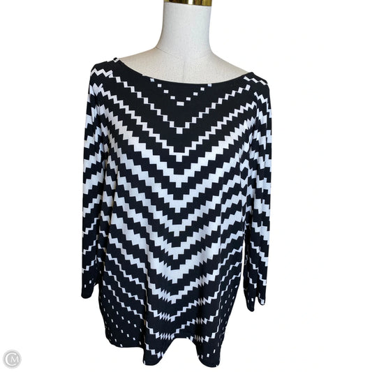 Top Long Sleeve By Chicos In Black & White, Size: L