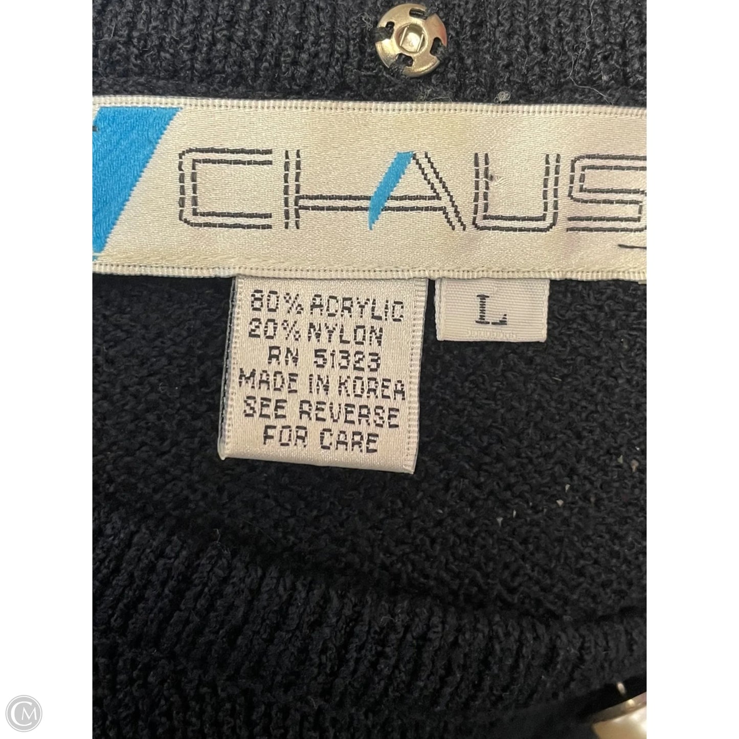 Cardigan By Chaus In Black & White, Size: L