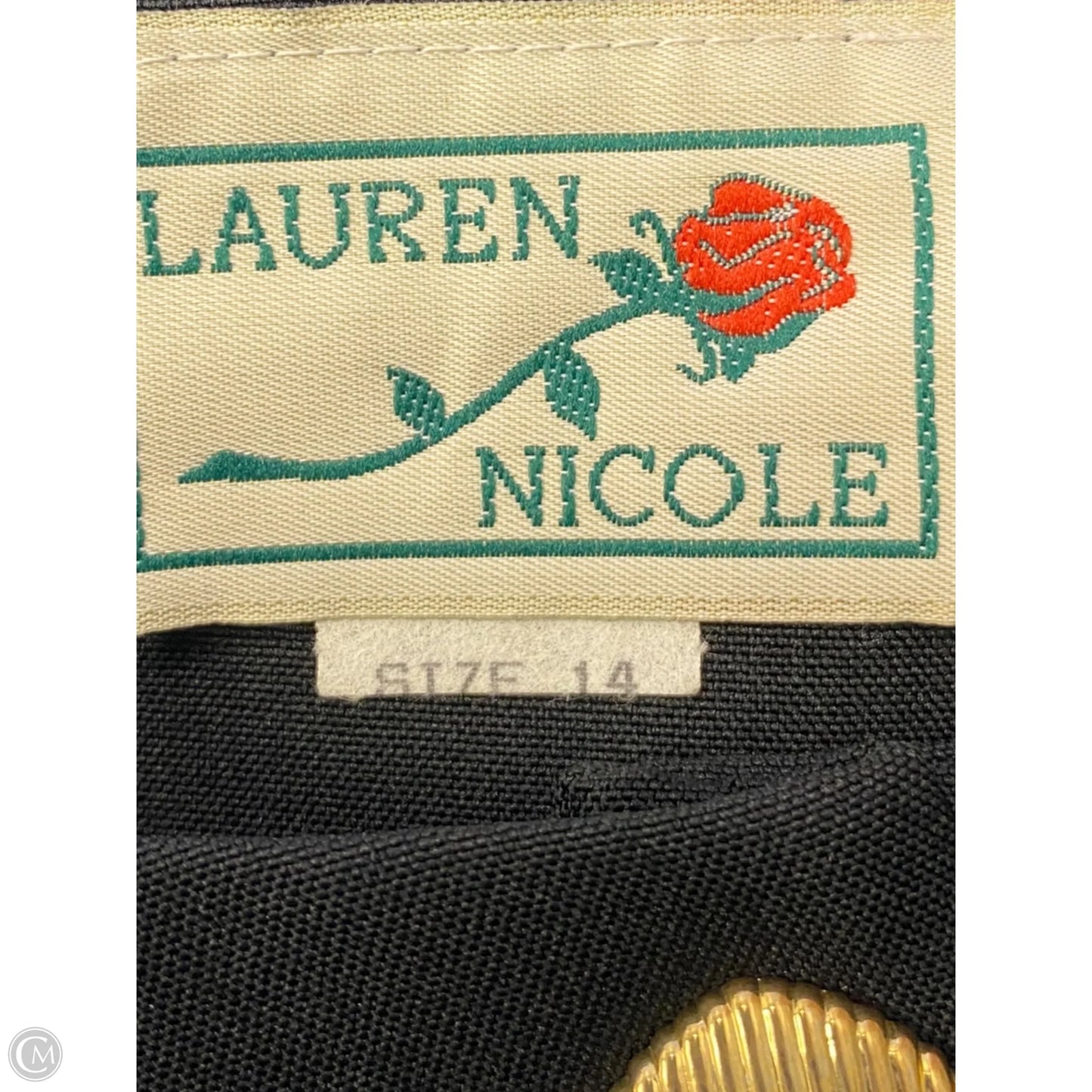 Blazer By Clothes Mentor In Black & Gold, Size: 14