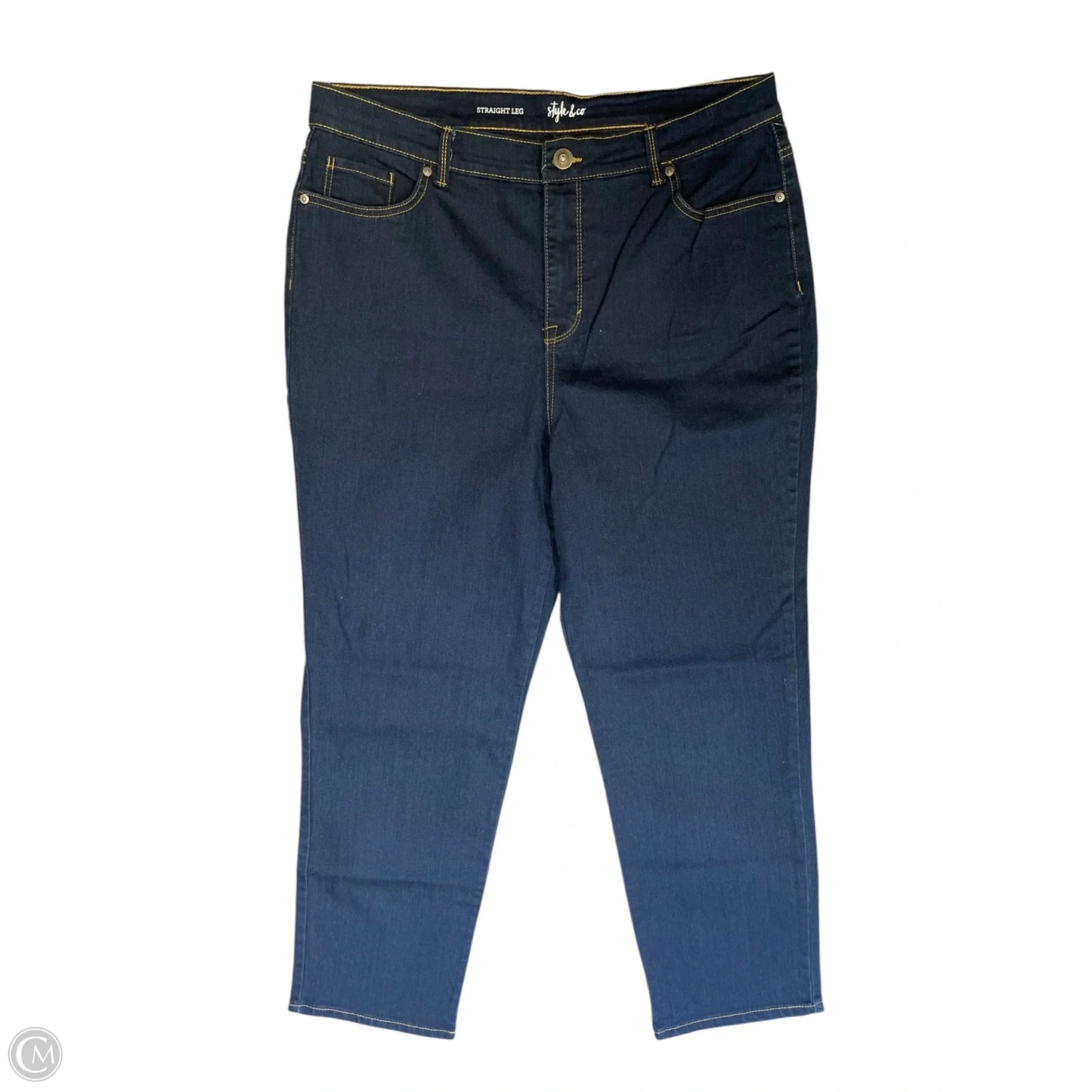 Jeans Straight By Style And Co Collection Women In Blue Denim, Size: 16