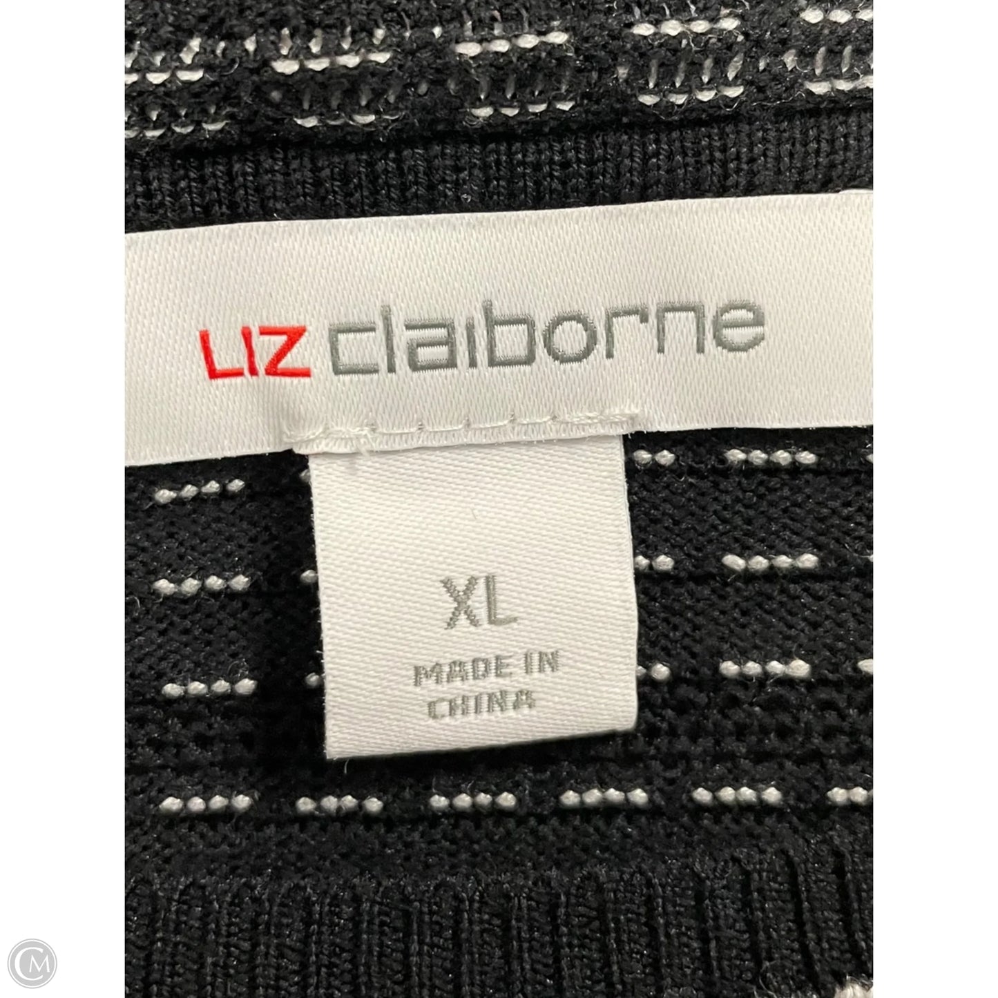 Top Short Sleeve By Liz Claiborne In Black & White, Size: Xl